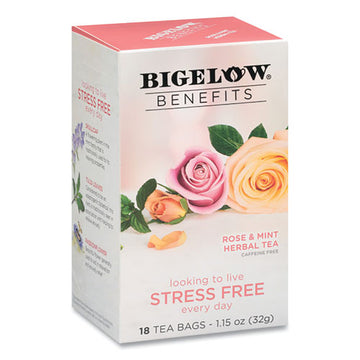 Bigelow® Benefits Rose & Mint Herbal Tea Bags, 0.6 Oz Tea Bag, 18-box freeshipping - TVN Wholesale